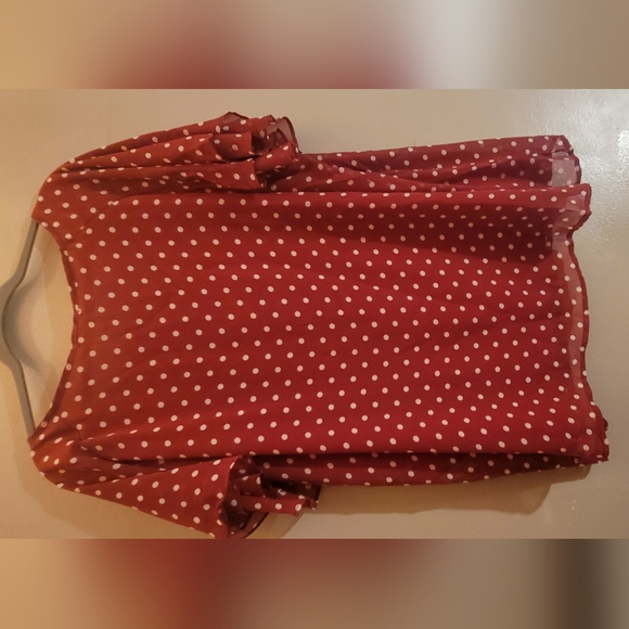 Red polka dot overlay blouse with solid under shirt. NWT - Picture 2 of 4